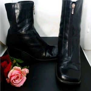 AQUATALIA Waterproof Black Leather  Boots 10